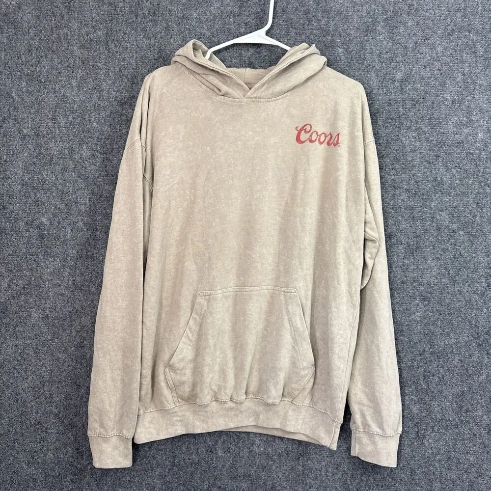 Coors Sweatshirt Mens Size M Beige Hoodie The Original Cowboy - Picture 1 of 11